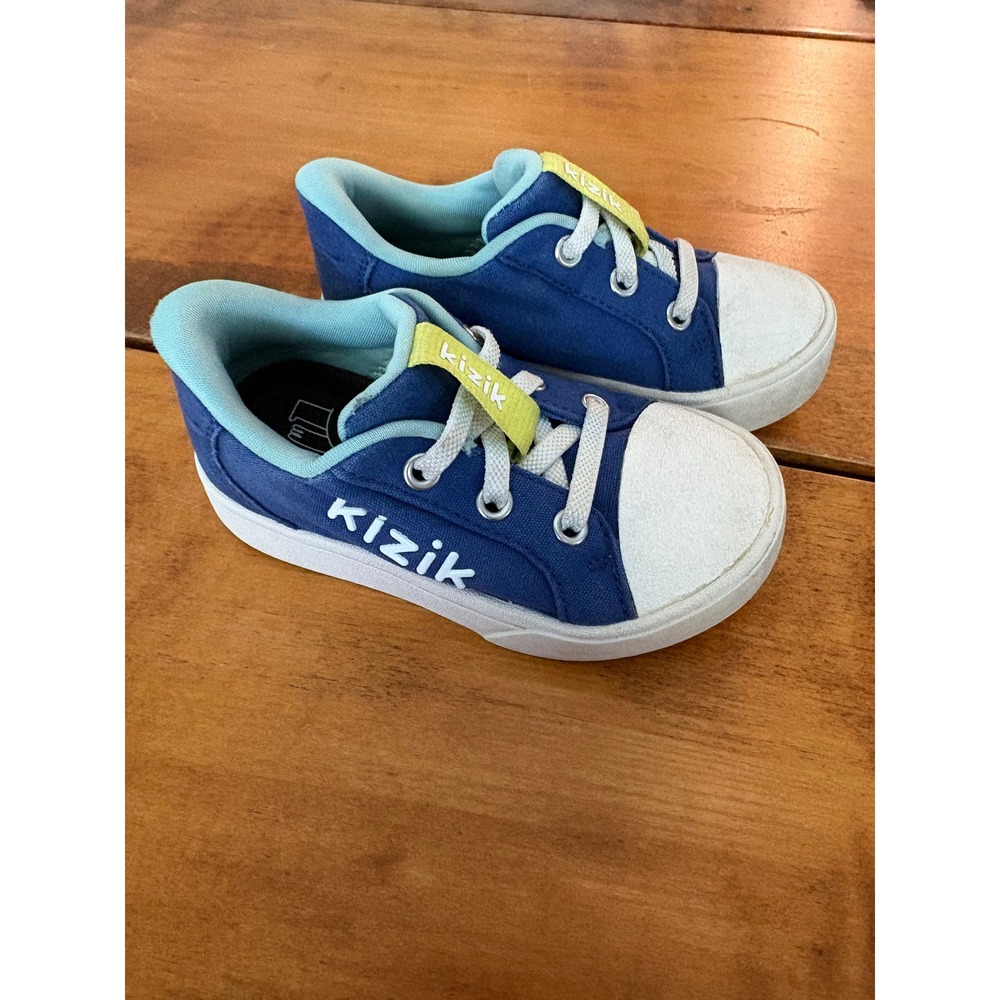Kizik Kids Sneakers Size 11C Athens Hands-Free Blue White Canvas Slip On Shoes